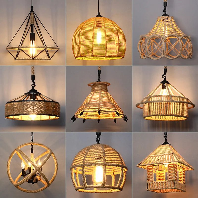 Retro Hemp Rope E27 Industrial Style LED Pendant Light - Julia M LifeStyles