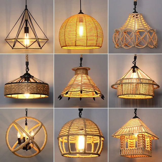 Retro Hemp Rope E27 Industrial Style LED Pendant Light - Julia M LifeStyles