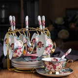 Retro Rose Euro Bone China Tea Cup & Saucer Set with Heart Plate - Julia M LifeStyles