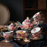 Retro Rose Euro Bone China Tea Cup & Saucer Set with Heart Plate - Julia M LifeStyles