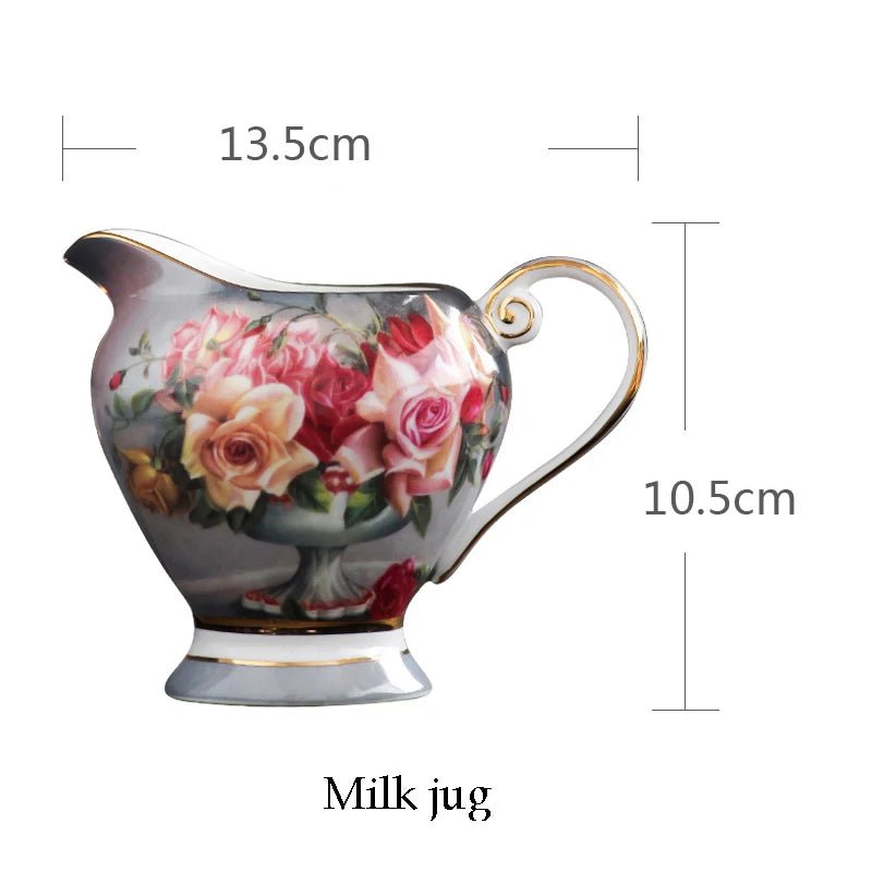 Retro Rose Coffee Cup Saucer Set Euro Bone China Luxury Ceramic Tea Cups English Gold Delicate Heart Plate Black Tea Drinkware - Julia M LifeStyles