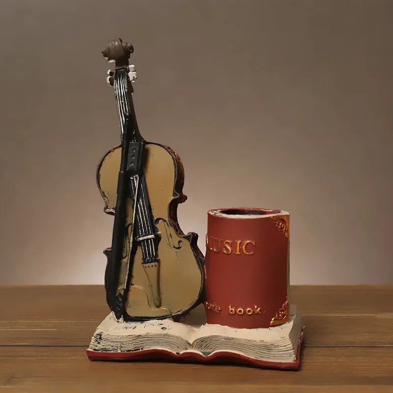 Retro Saxophone Violin Resin Pen Holder - Desk & Home Decor - Julia M LifeStyles