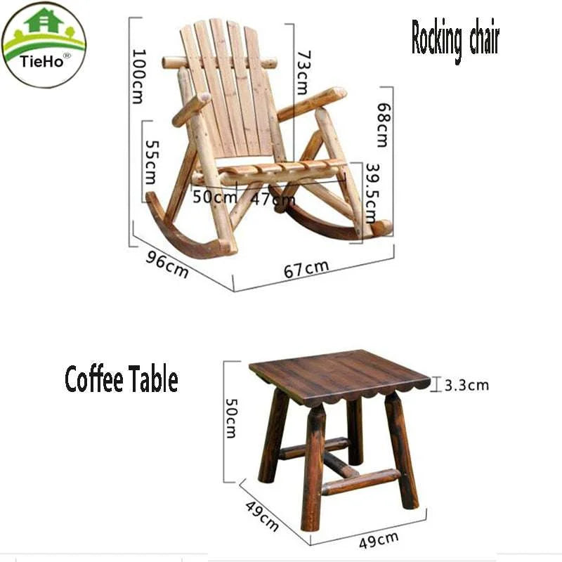 Vintage Charm Wood Rocking Chair Coffee Table Set 🌿 retro solid wood rocking chair Julia M Home & Kitchen   
