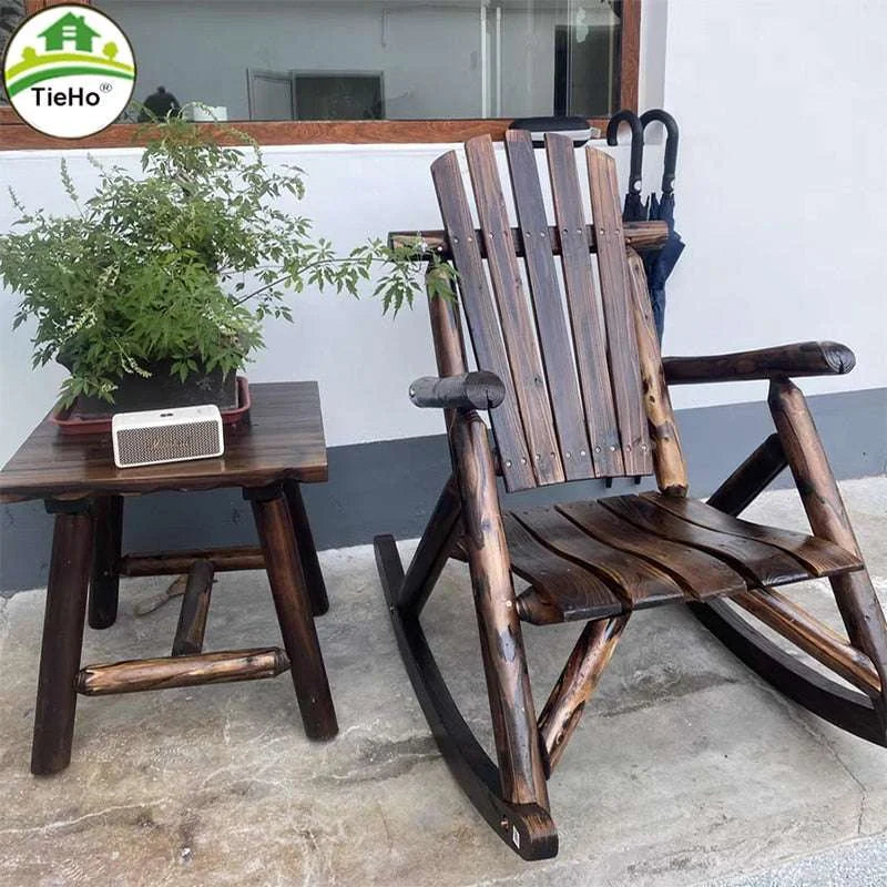 Vintage Charm Wood Rocking Chair Coffee Table Set 🌿 retro solid wood rocking chair Julia M Home & Kitchen   