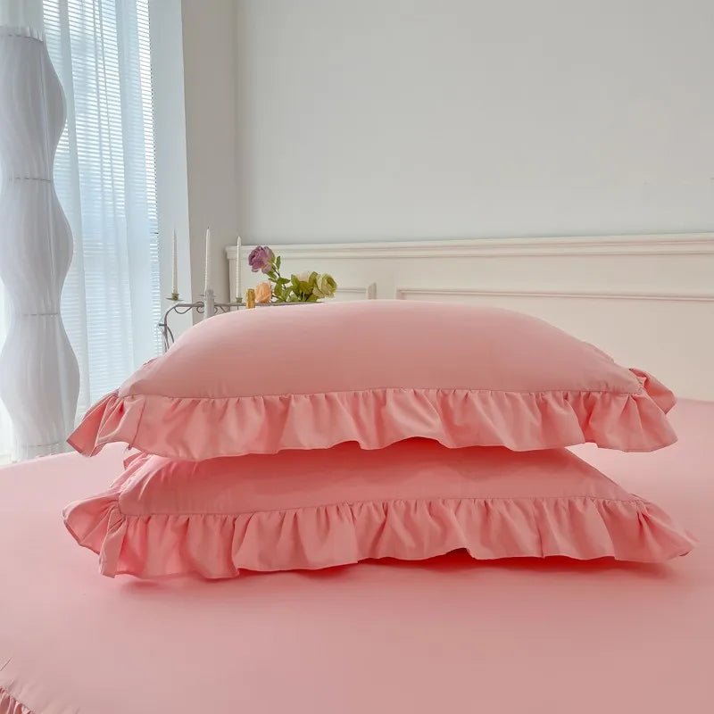 Ruffle Duvet Cover Queen Twin 100%Washed Microfiber 3pcs Bedding Duvet Cover Set, Shabby Chic Farmhouse Duvet Cover Pillow shams - Julia M LifeStyles