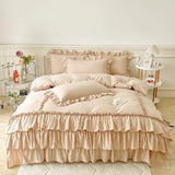 Ruffle Duvet Cover Queen Twin 100%Washed Microfiber 3pcs Bedding Duvet Cover Set, Shabby Chic Farmhouse Duvet Cover Pillow shams - Julia M LifeStyles