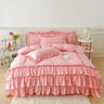 Ruffle Duvet Cover Queen Twin 100%Washed Microfiber 3pcs Bedding Duvet Cover Set, Shabby Chic Farmhouse Duvet Cover Pillow shams - Julia M LifeStyles