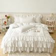 Ruffle Duvet Cover Queen Twin 100%Washed Microfiber 3pcs Bedding Duvet Cover Set, Shabby Chic Farmhouse Duvet Cover Pillow shams - Julia M LifeStyles