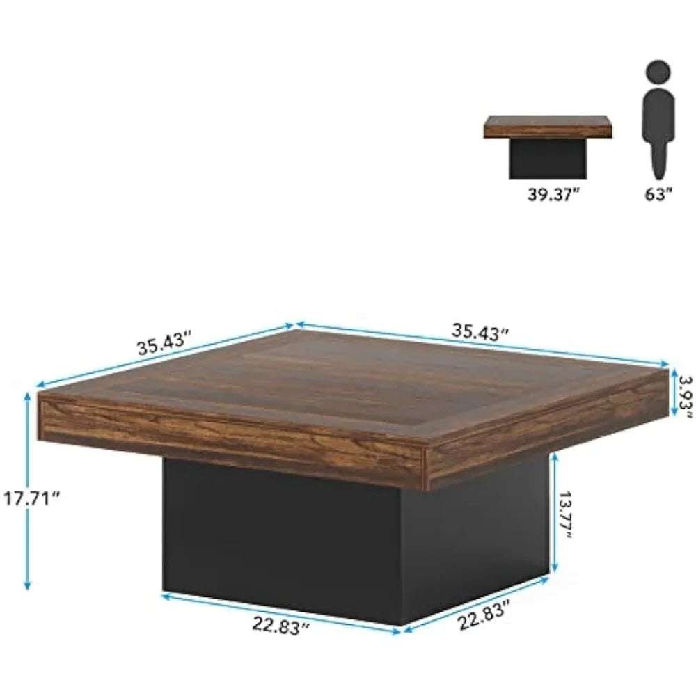 Rustic Brown LED Square Coffee Table - Julia M LifeStyles