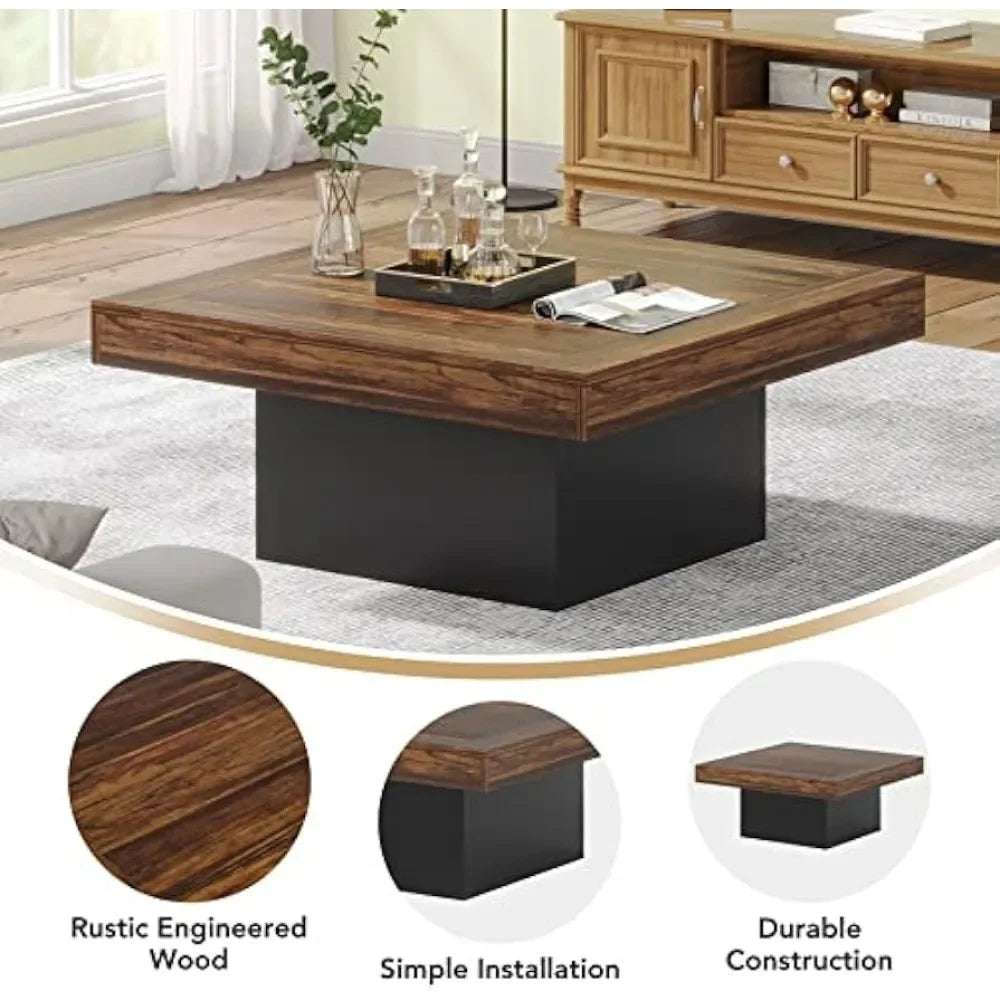 Rustic Brown LED Square Coffee Table - Julia M LifeStyles