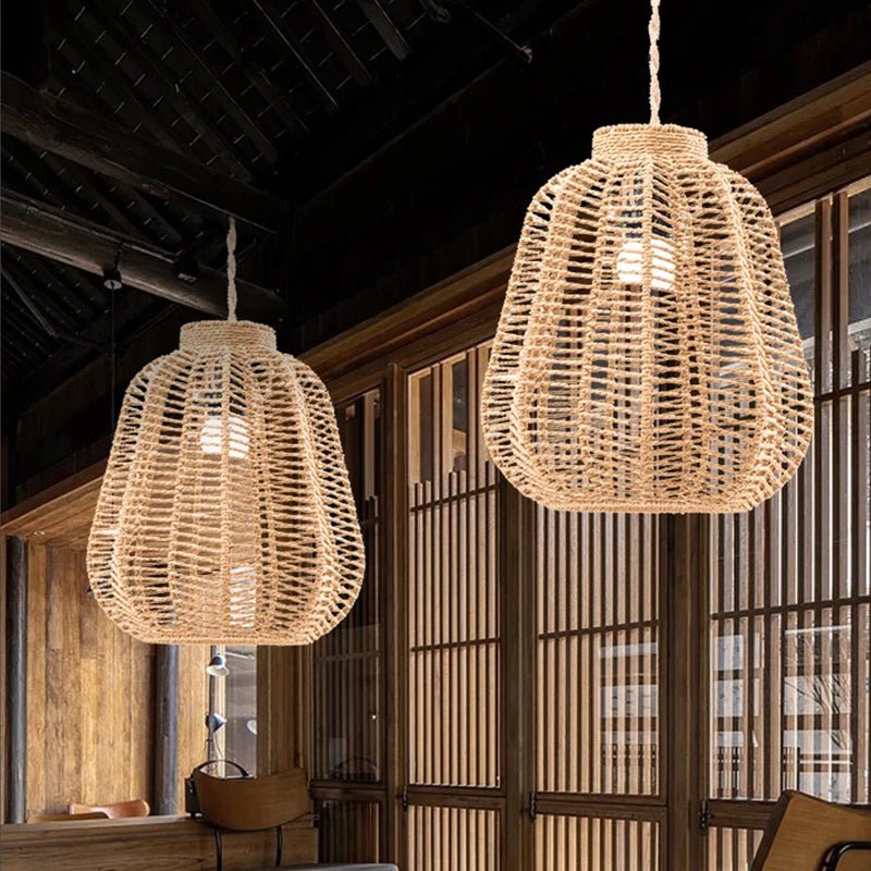 Rustic Rattan Pendant Lampshade for Cozy Lighting 🏡 - Julia M LifeStyles