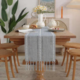 Rustic Table Runners with Handmade Tassel, Vintage Woven Cotton Linen - Julia M LifeStyles