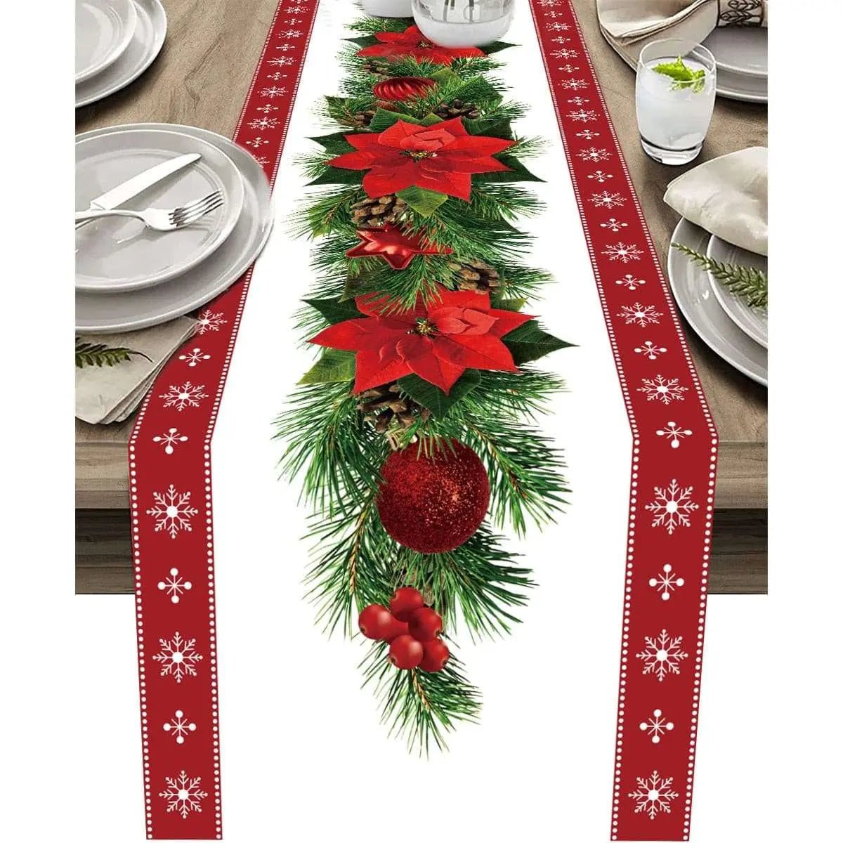 Safflower Pine Leaves Christmas Table Runner - Julia M LifeStyles