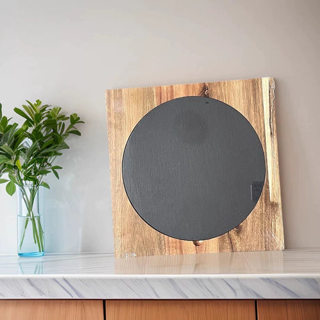 Scandinavian Creative Bamboo and Wood Slate Steak Plate Western Food Food Plate Solid Wood Black Slate Insulation Stone Tableware - Julia M LifeStyles