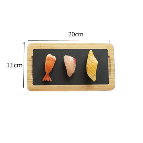 Scandinavian Creative Bamboo and Wood Slate Steak Plate Western Food Food Plate Solid Wood Black Slate Insulation Stone Tableware - Julia M LifeStyles