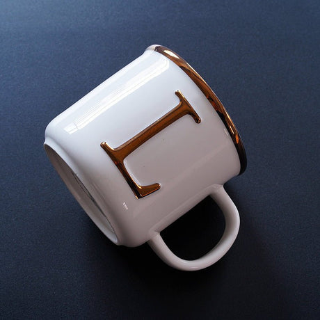 Scandinavian Style Gold Ceramic Mug with Three - Dimensional Letters - Julia M LifeStyles