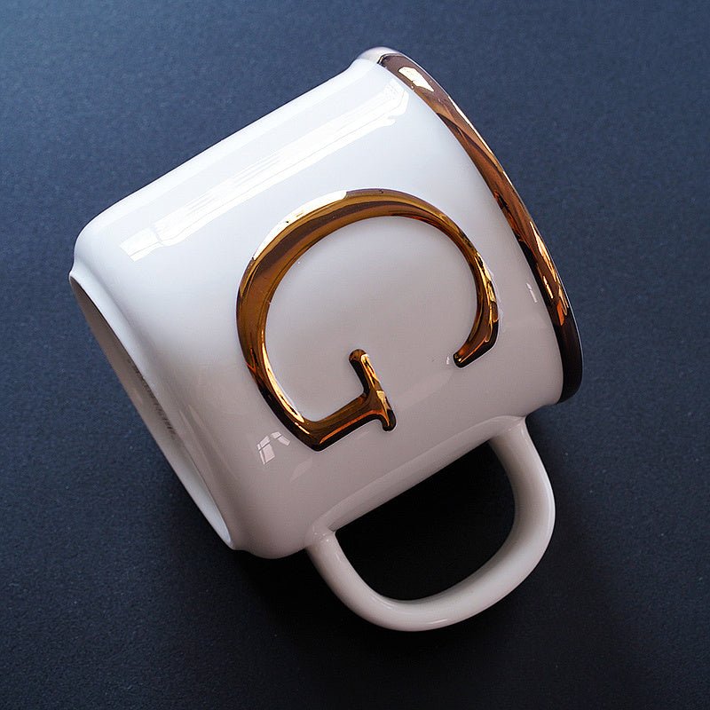 Scandinavian Style Gold Ceramic Mug with Three - Dimensional Letters - Julia M LifeStyles