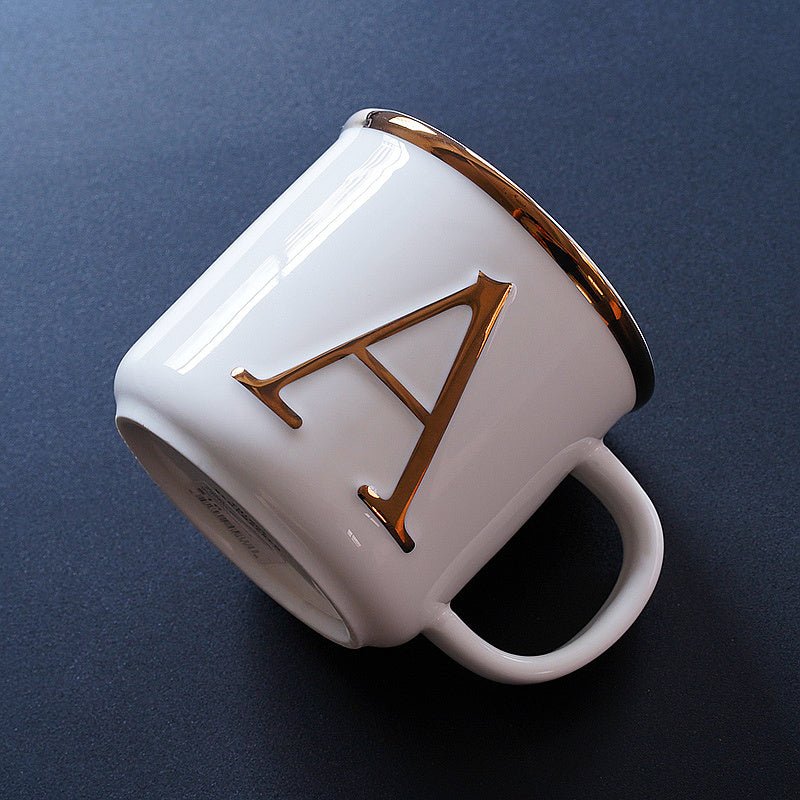 Scandinavian Gold Ceramic Mug with 3D Letters - Julia M LifeStyles