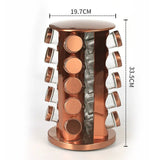 Seasoning Containers Rose Gold 430 Stainless Steel Rotate Seasoning Bottle Glass Kitchen Rotatable Multi - Layer Storage Tool - Julia M LifeStyles