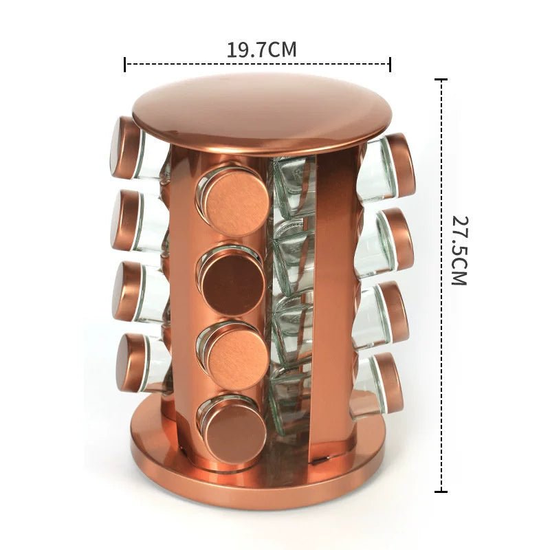 Seasoning Containers Rose Gold 430 Stainless Steel Rotate Seasoning Bottle Glass Kitchen Rotatable Multi - Layer Storage Tool - Julia M LifeStyles