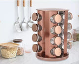 Seasoning Containers Rose Gold 430 Stainless Steel Rotate Seasoning Bottle Glass Kitchen Rotatable Multi - Layer Storage Tool - Julia M LifeStyles