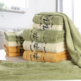 Set of 3 Thicker Bamboo Green Bath Beach Towel Set for Adults Face Hand Sport Towels Bathroom 35cmX75cm*2pcs And 70cmx140cm*1pcs - Julia M LifeStyles