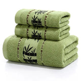 Set of 3 Thicker Bamboo Green Bath Beach Towel Set for Adults Face Hand Sport Towels Bathroom 35cmX75cm*2pcs And 70cmx140cm*1pcs - Julia M LifeStyles