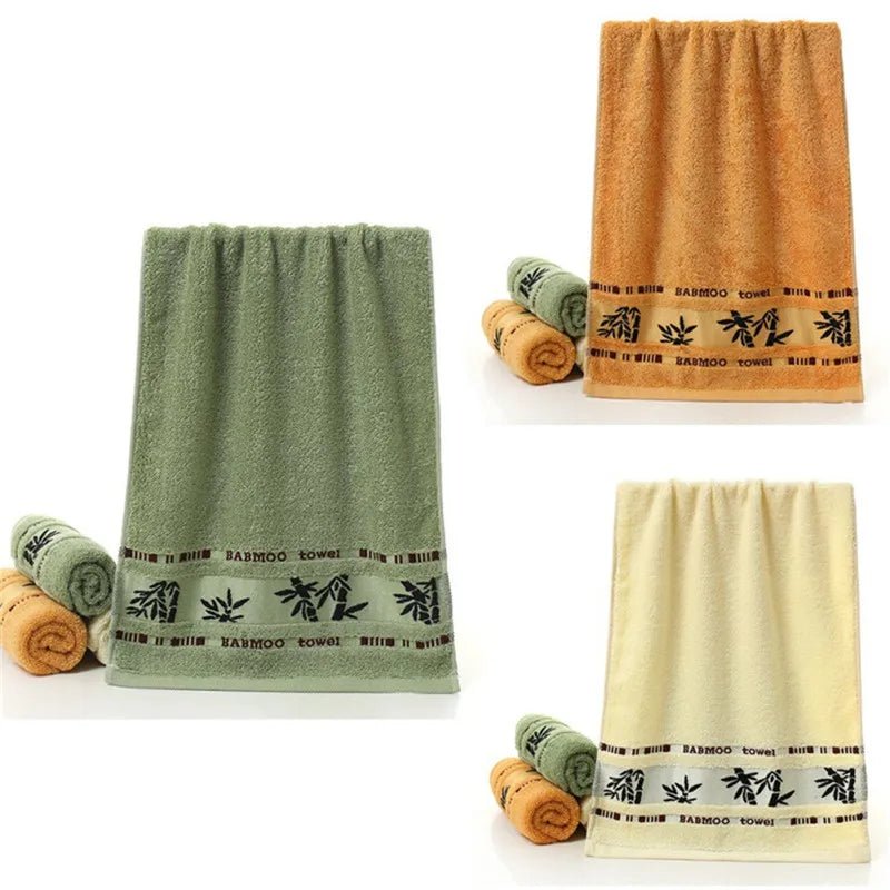 Set of 3 Thicker Bamboo Green Bath Beach Towel Set for Adults Face Hand Sport Towels Bathroom 35cmX75cm*2pcs And 70cmx140cm*1pcs - Julia M LifeStyles