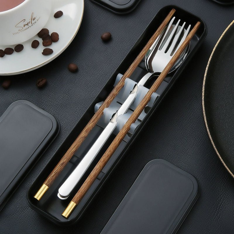 Several treasures Portable Wooden Three-Piece Tableware Kit 🥢🍴 - Julia M LifeStyles