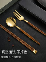 Several treasures Portable Wooden Three - Piece Tableware Kit 🥢🍴 - Julia M LifeStyles