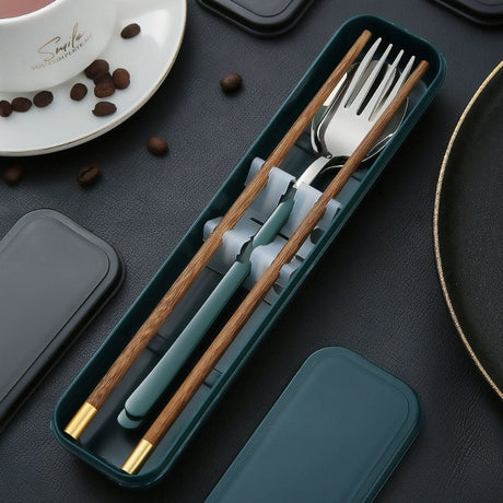 Several treasures Portable Wooden Three-Piece Tableware Kit 🥢🍴 - Julia M LifeStyles