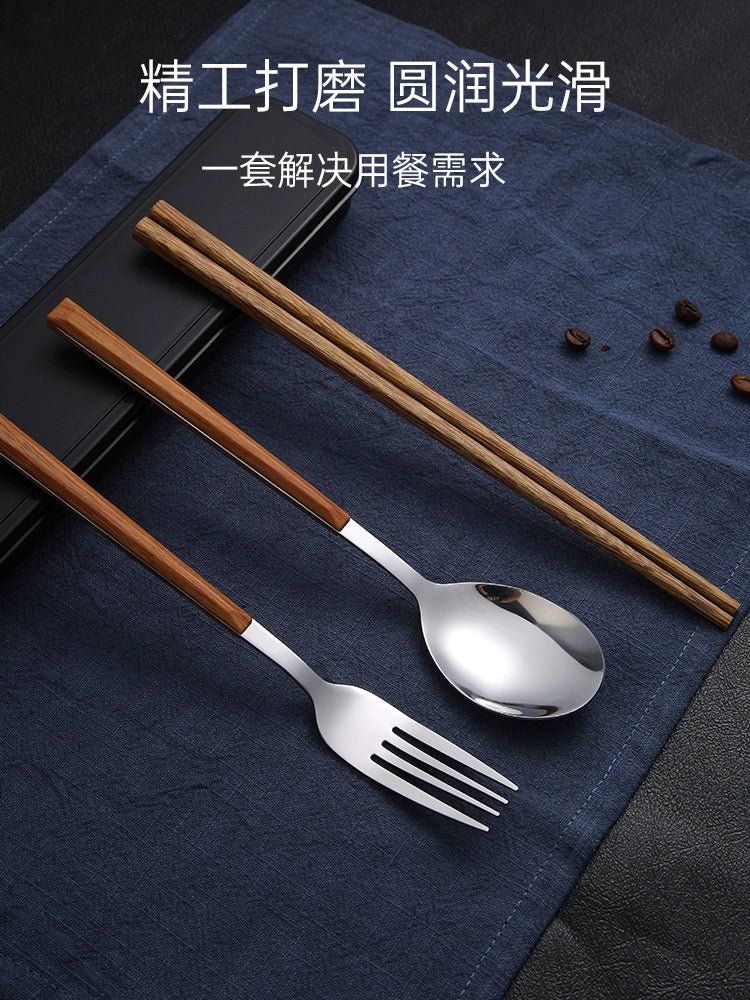 Several treasures Portable Wooden Three - Piece Tableware Kit 🥢🍴 - Julia M LifeStyles