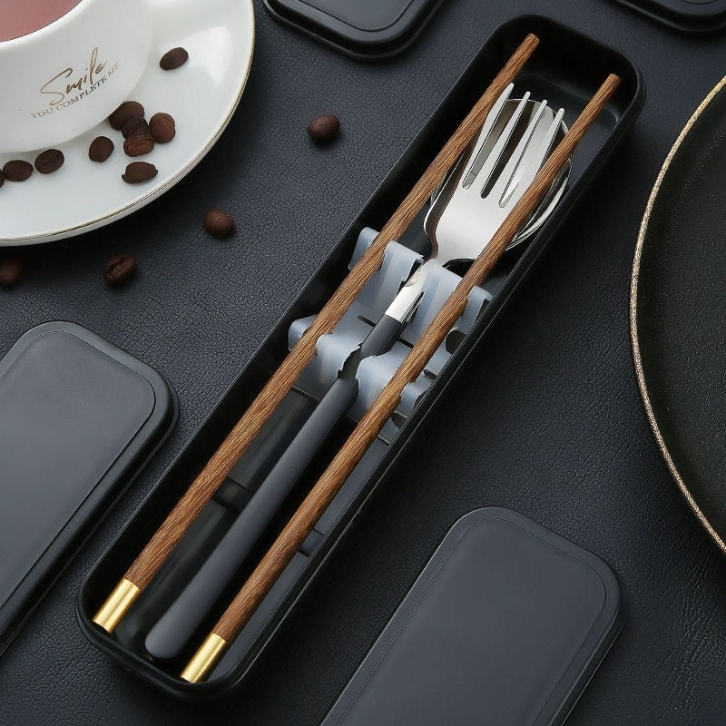 Several treasures Portable Wooden Three-Piece Tableware Kit 🥢🍴 - Julia M LifeStyles