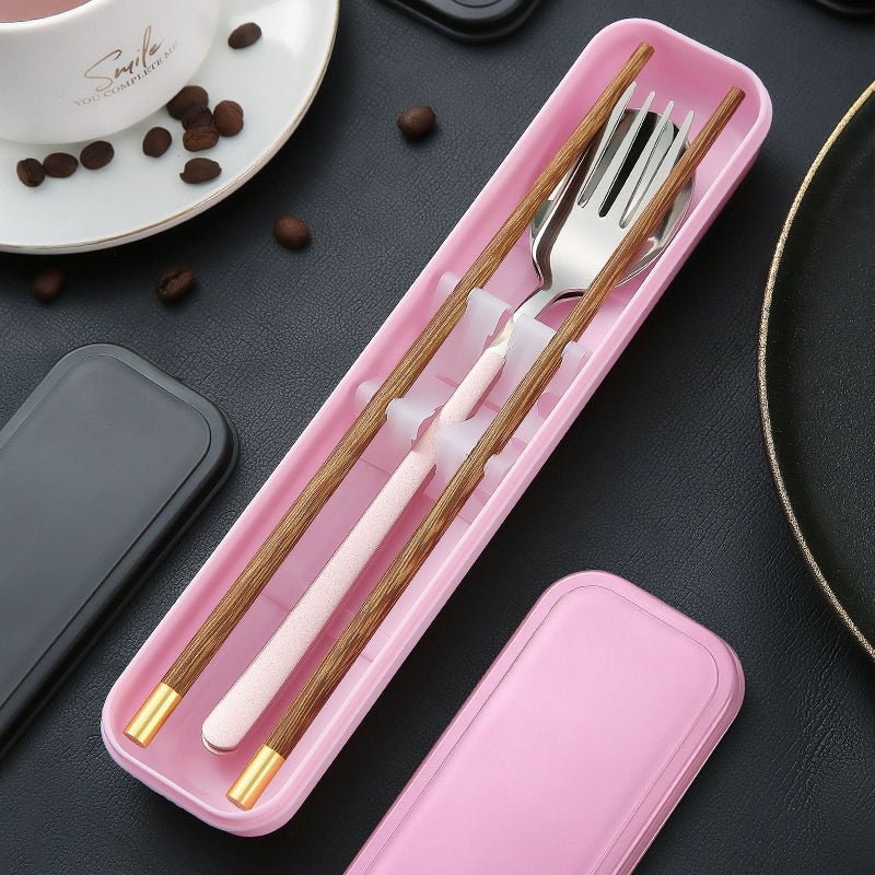 Several treasures Portable Wooden Three - Piece Tableware Kit 🥢🍴 - Julia M LifeStyles