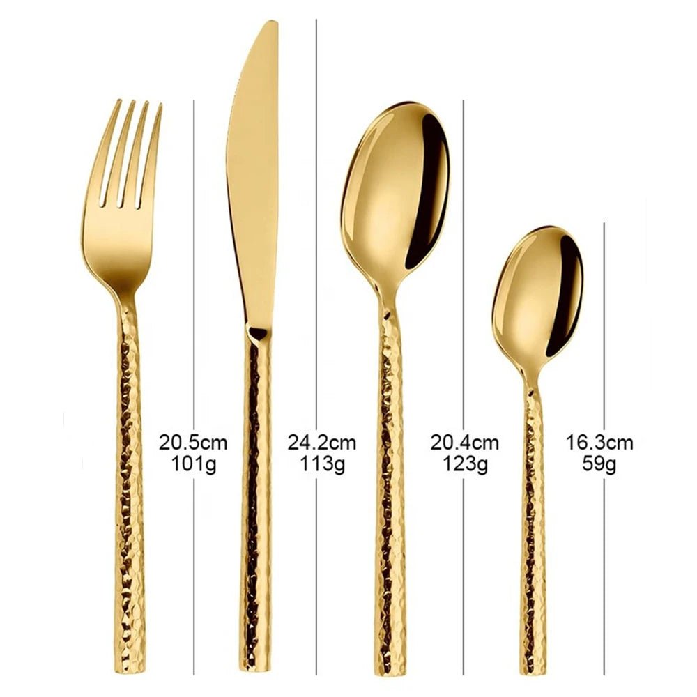 "Shiny Gold Stainless Steel Cutlery Set" - Julia M LifeStyles