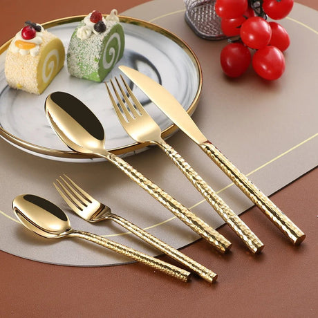 "Shiny Gold Stainless Steel Cutlery Set" - Julia M LifeStyles