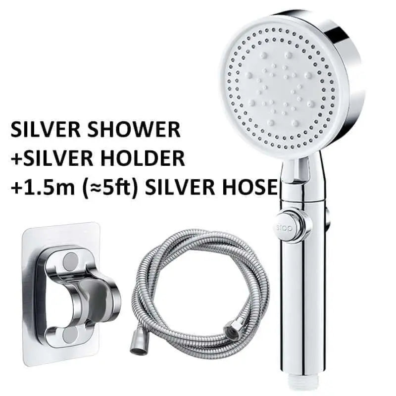 Shower Head Water Saving Black 5 Mode Adjustable High Pressure Shower - One - key Stop Water Massage - Julia M LifeStyles