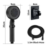 Shower Head Water Saving Black 5 Mode Adjustable High Pressure Shower - One - key Stop Water Massage - Julia M LifeStyles