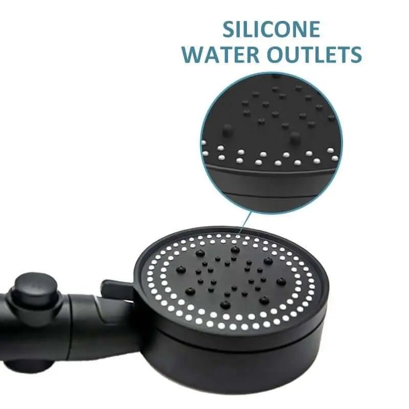 Shower Head Water Saving Black 5 Mode Adjustable High Pressure Shower - One - key Stop Water Massage - Julia M LifeStyles
