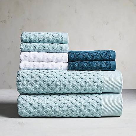 Signature Soft Textured 8 Piece Towel Set, Aquifer bathroom towels set - Julia M LifeStyles
