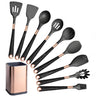 Silicone Kitchen Utensils Set - Heat Resistant, Non - stick, Rose Gold Plated Handles - Julia M LifeStyles