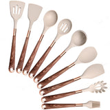 Silicone Kitchen Utensils Set - Heat Resistant, Non - stick, Rose Gold Plated Handles - Julia M LifeStyles