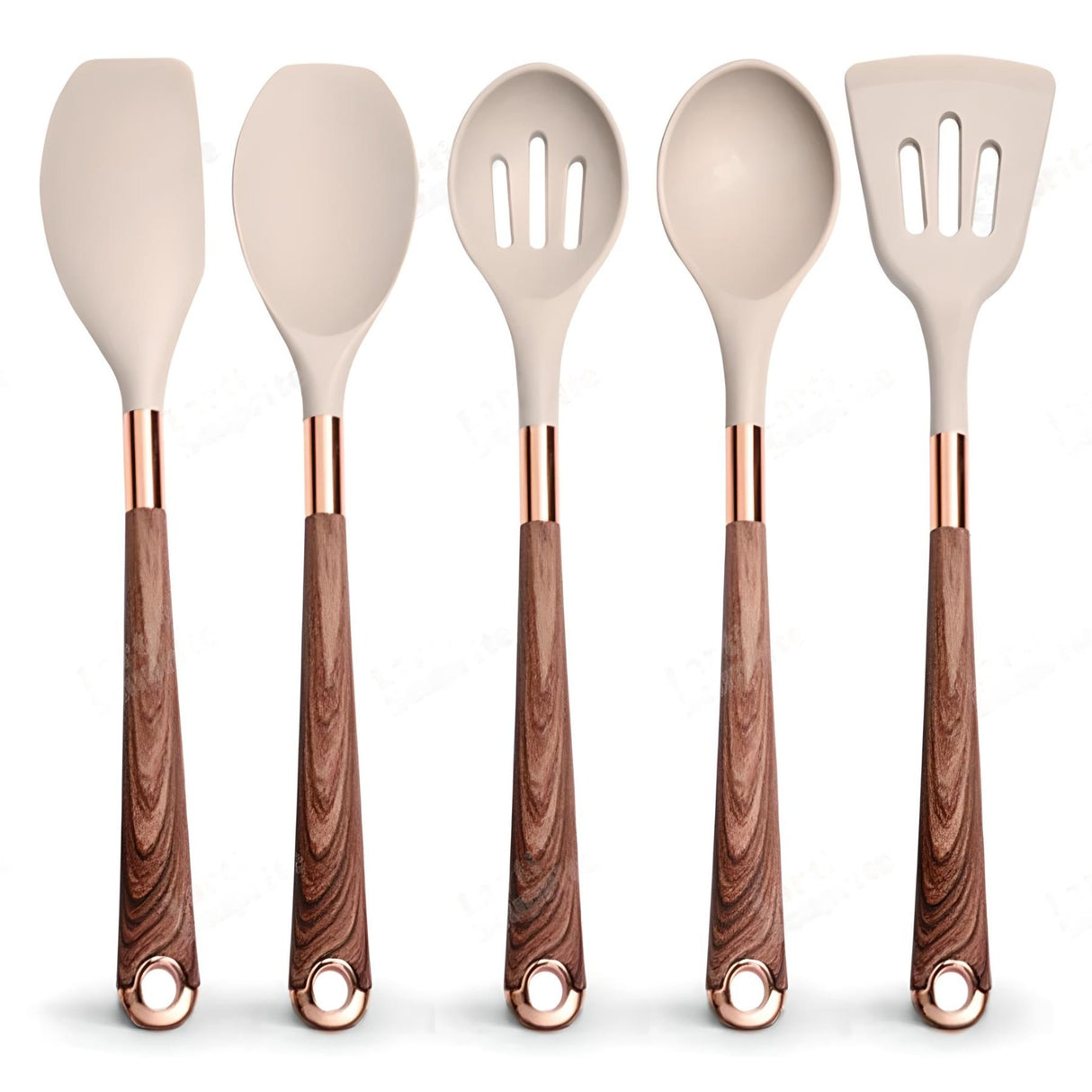 Silicone Kitchen Utensils Set - Heat Resistant, Non - stick, Rose Gold Plated Handles - Julia M LifeStyles