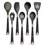 Silicone Kitchen Utensils Set - Heat Resistant, Non - stick, Rose Gold Plated Handles - Julia M LifeStyles