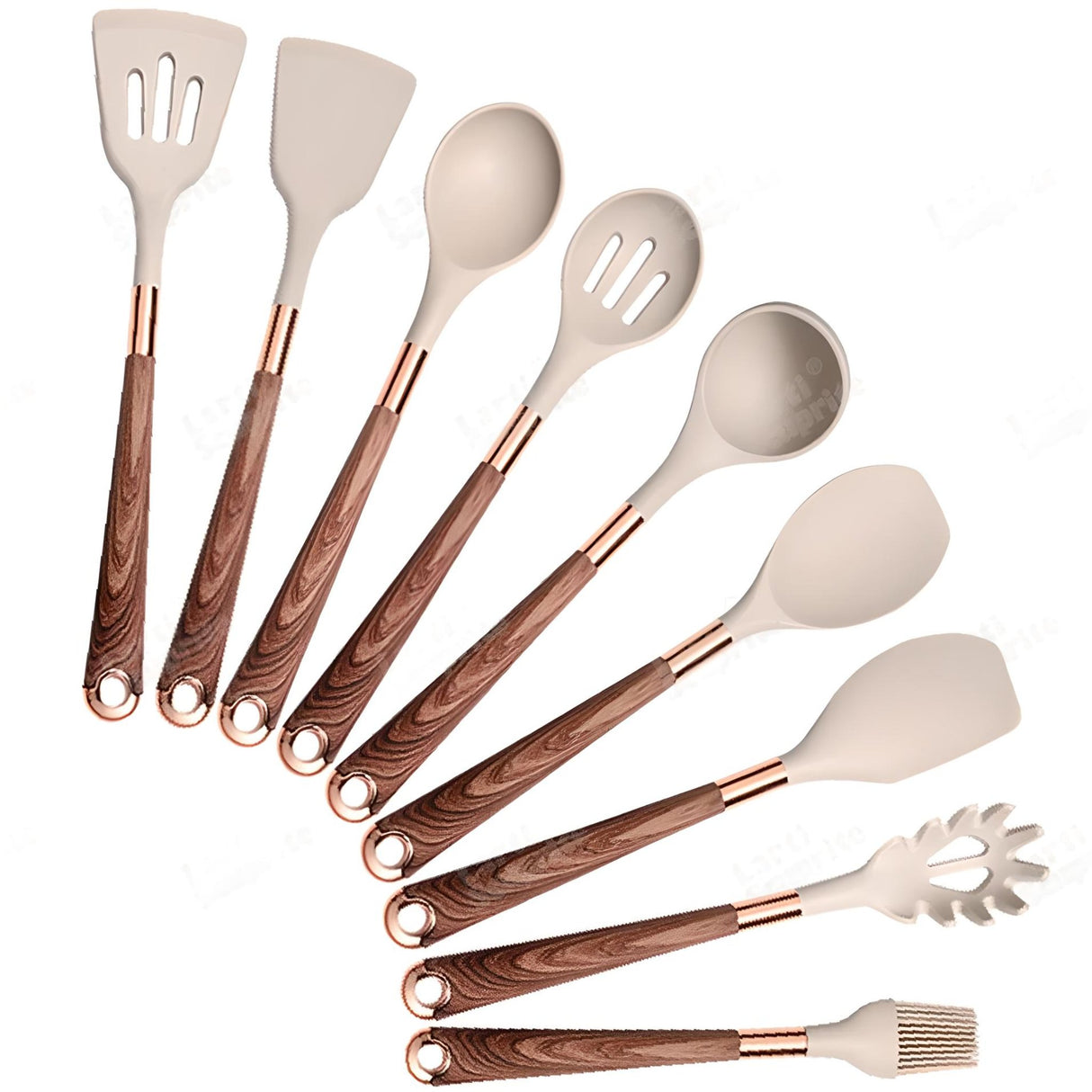 Silicone Kitchen Utensils Set - Heat Resistant, Non - stick, Rose Gold Plated Handles - Julia M LifeStyles