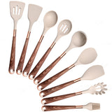 Silicone Kitchen Utensils Set - Heat Resistant, Non - stick, Rose Gold Plated Handles - Julia M LifeStyles