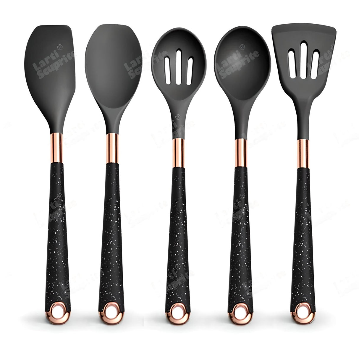 Silicone Kitchen Utensils Set - Heat Resistant, Non - stick, Rose Gold Plated Handles - Julia M LifeStyles