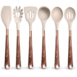 Silicone Kitchen Utensils Set - Heat Resistant, Non - stick, Rose Gold Plated Handles - Julia M LifeStyles