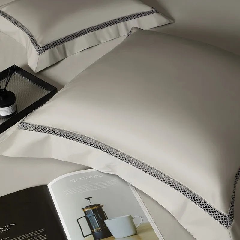 Silk - Like Satin 4 - Piece Duvet Cover Set with Double Stitching & Pillowcases - Julia M LifeStyles