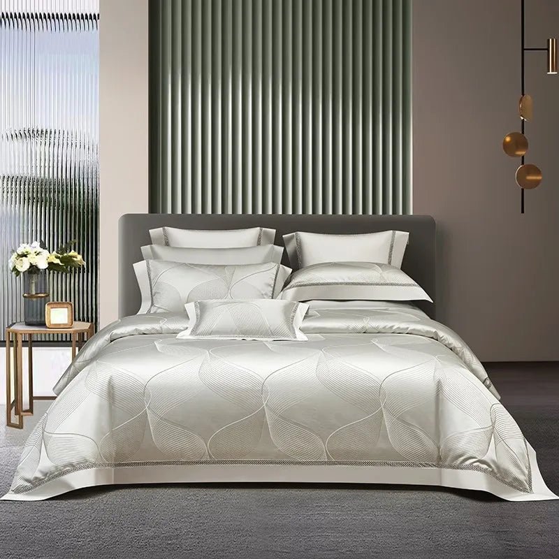 Silk - Like Satin 7 - Piece Duvet Cover Set with Double Stitching & Pillowcases - Julia M LifeStyles